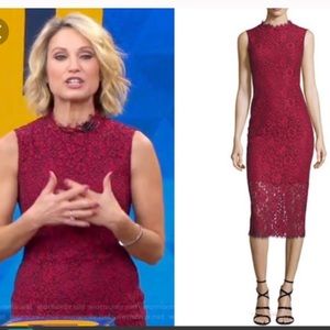 Shoshanna Red/Black Overlay Lace Formal Dress